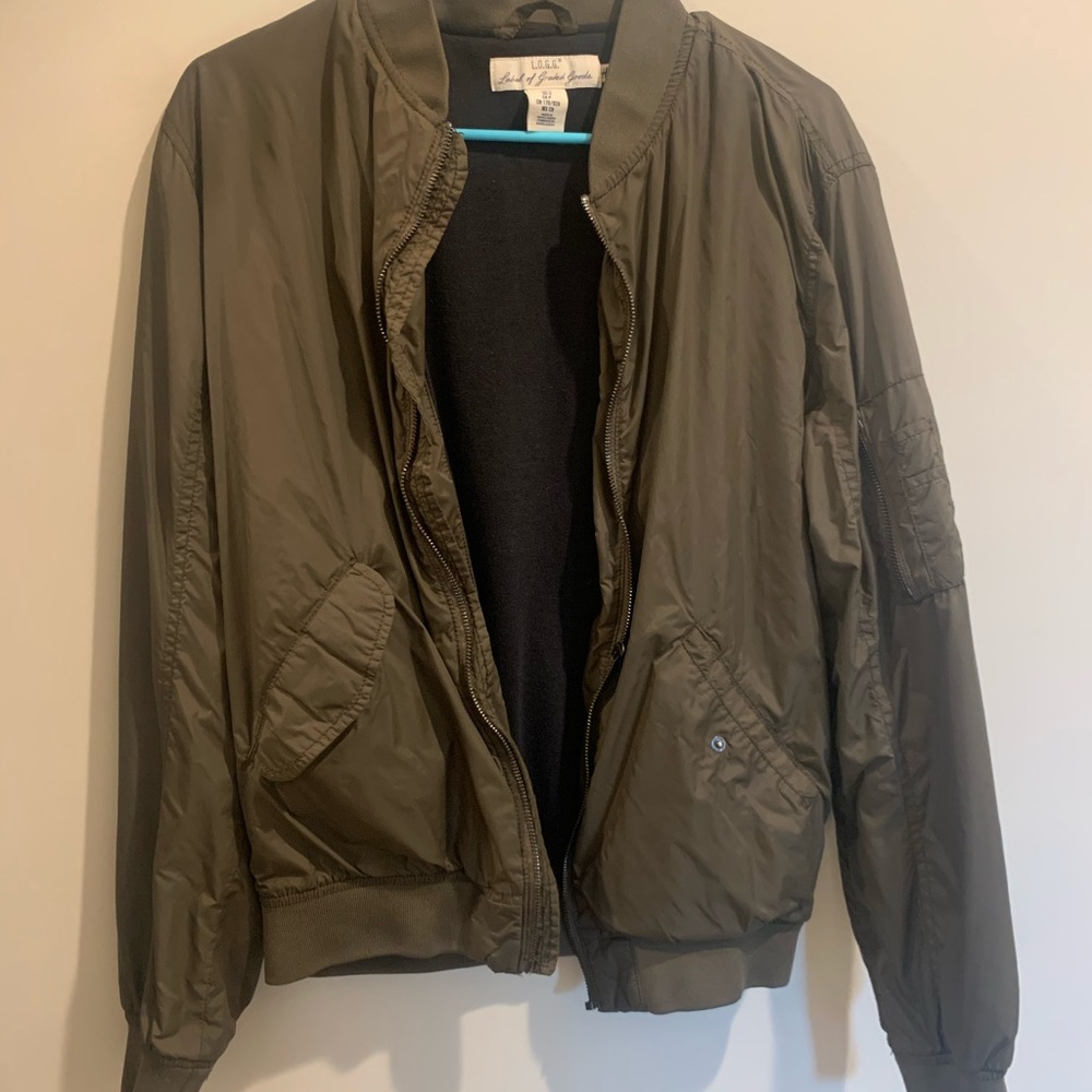 Olive Green Bomber Jacket.